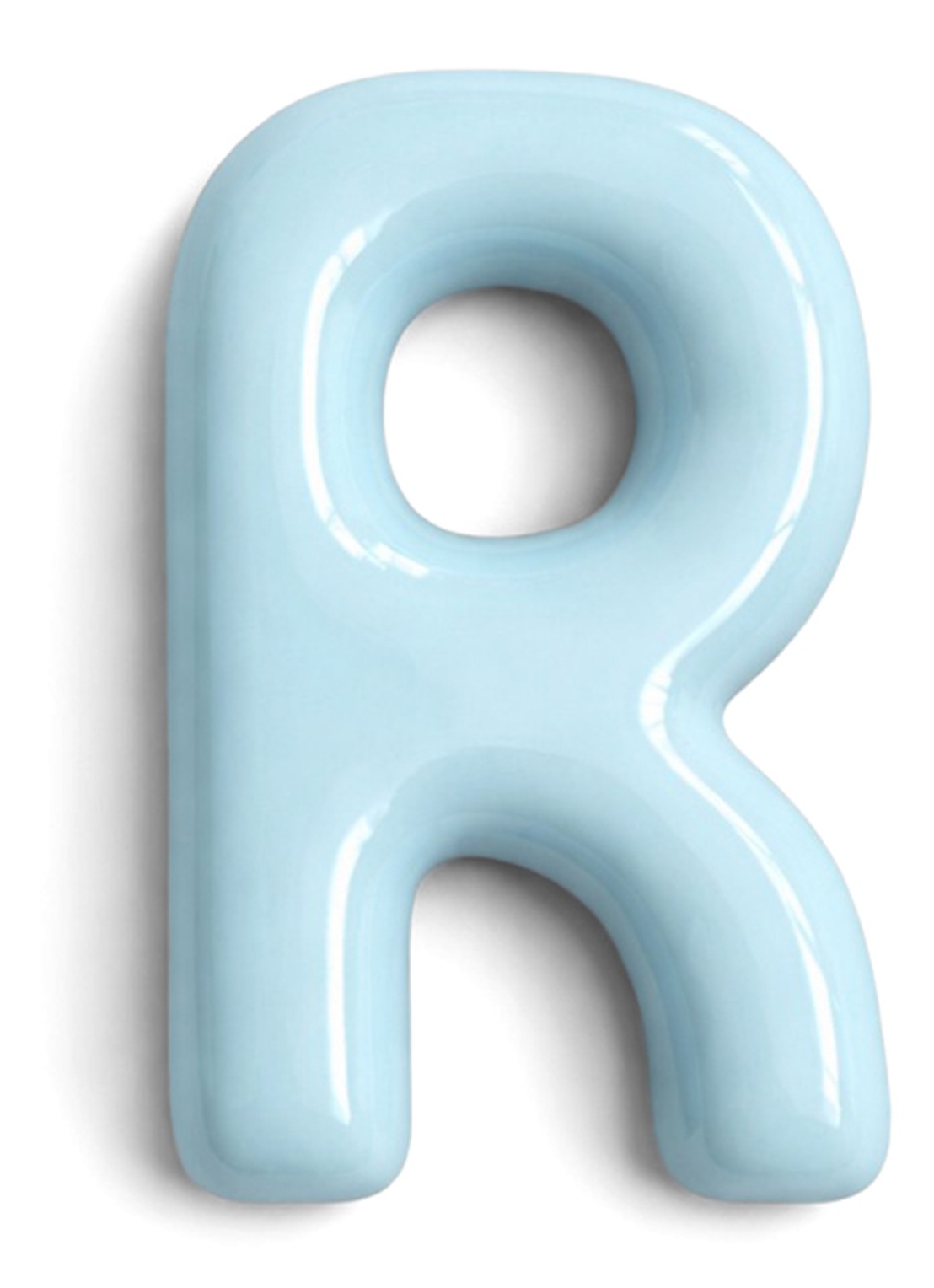 Ceramics by Romy Letter R hanger 10 cm - voorkant lichtblauw