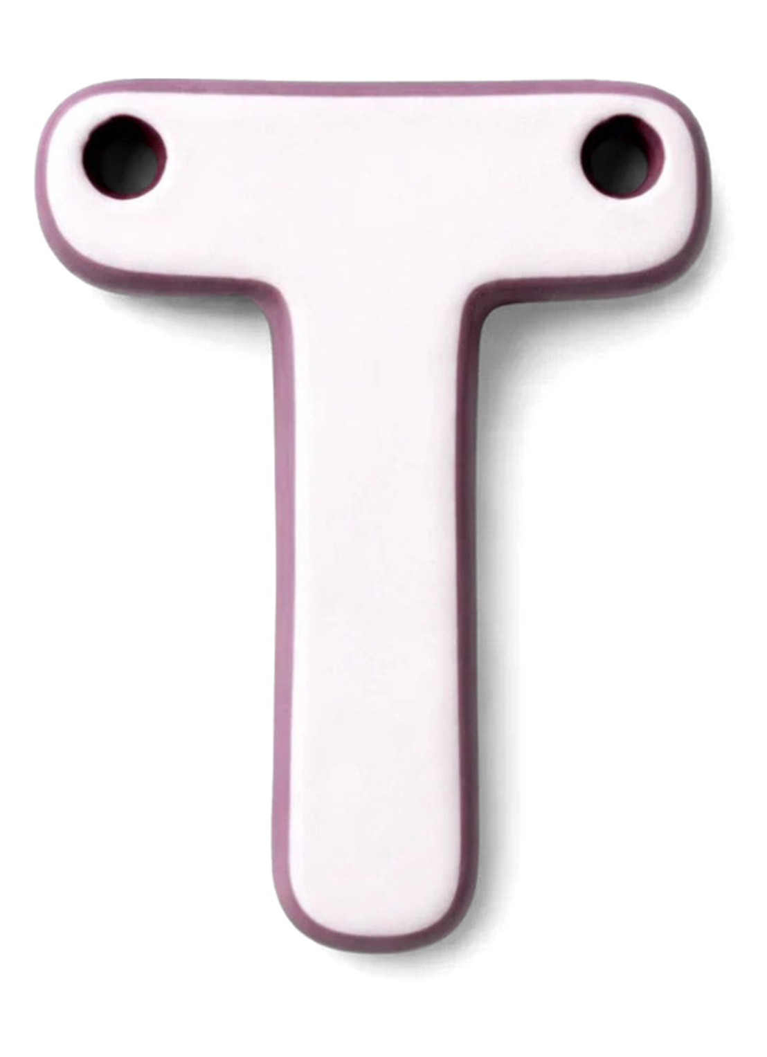 Ceramics by Romy Letter T hanger 10 cm - voorkant 3 bordeauxrood