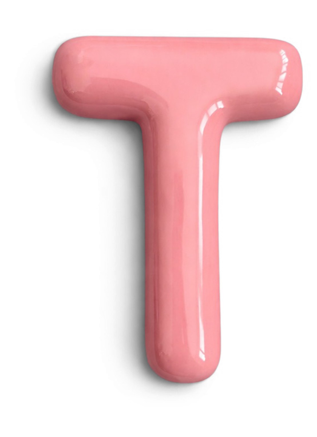 Ceramics by Romy Letter T hanger 10 cm - voorkant zalmroze