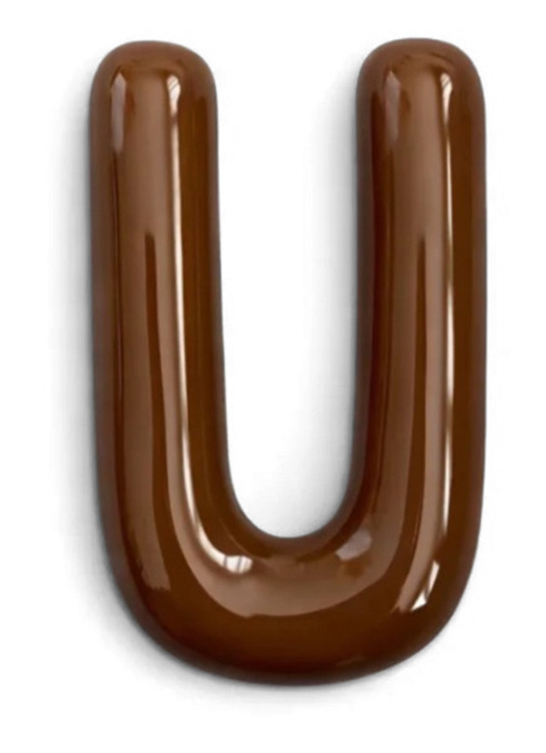 Ceramics by Romy Letter U hanger 10 cm - voorkant bruin
