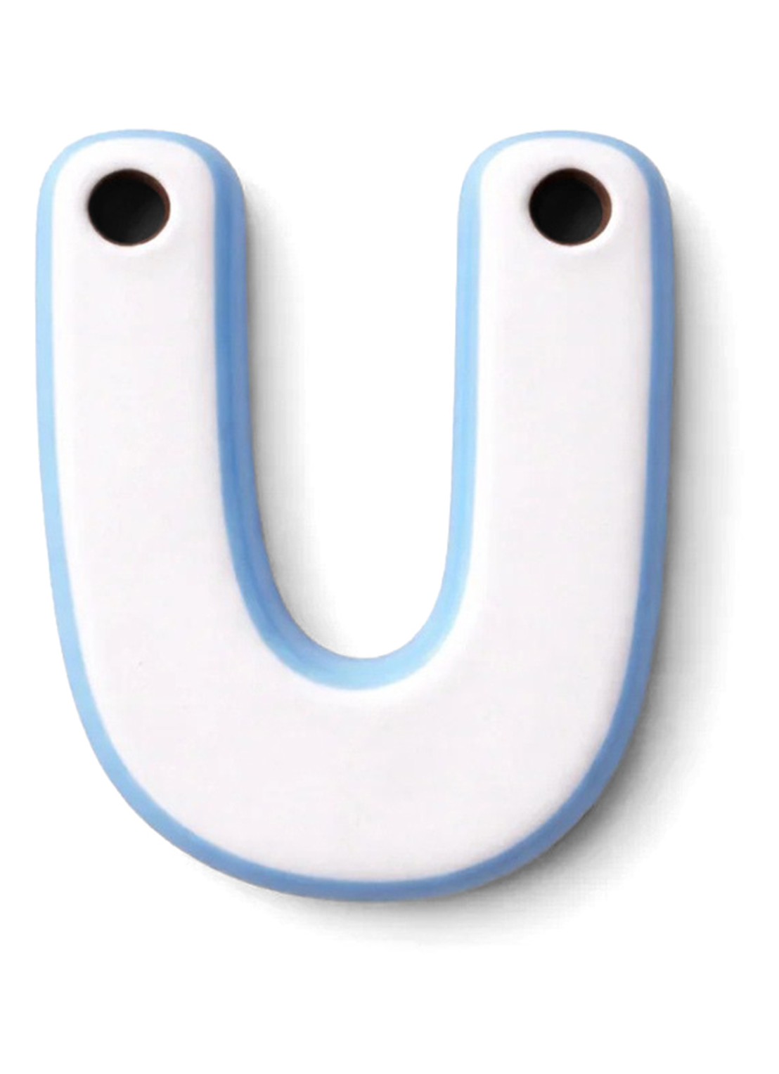 Ceramics by Romy Letter U hanger 10 cm - voorkant 2 lichtblauw