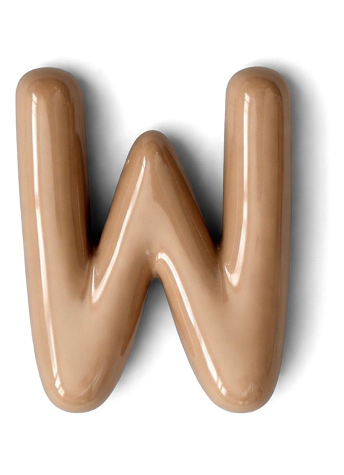 Ceramics by Romy Letter W hanger 10 cm - voorkant beige