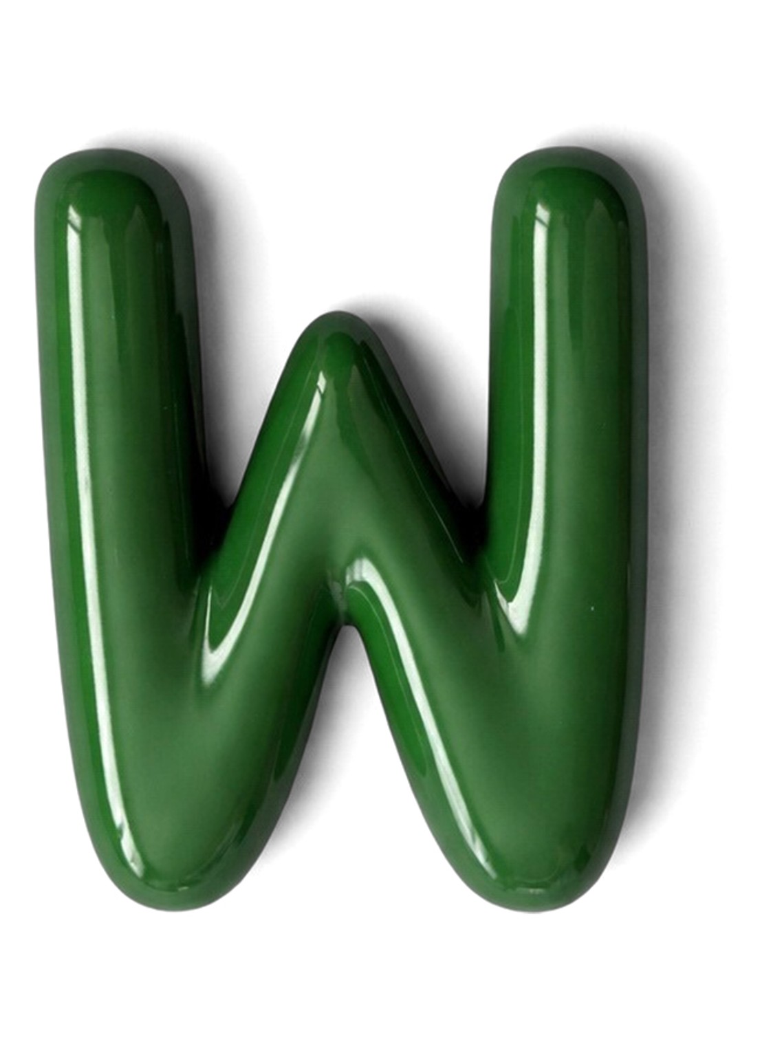 Ceramics by Romy Letter W hanger 10 cm - voorkant mosgroen