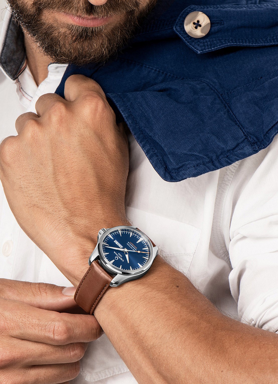 Certina Horloge DS Action Day-Date C0324301604100 - detail 2 bruin