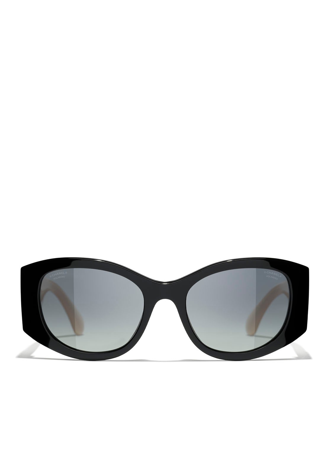 CHANEL OVALE ZONNEBRIL - voorkant 2 zwart