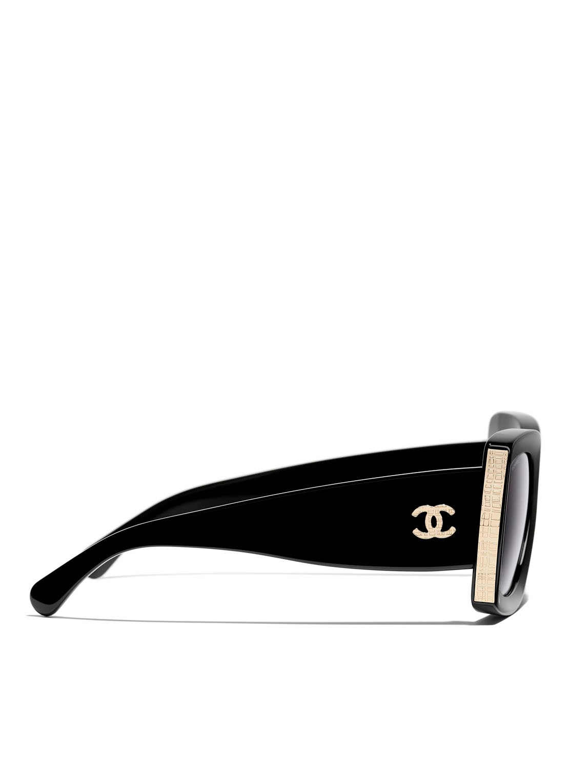 CHANEL RECHTHOEKIGE ZONNEBRIL - detail 3 zwart