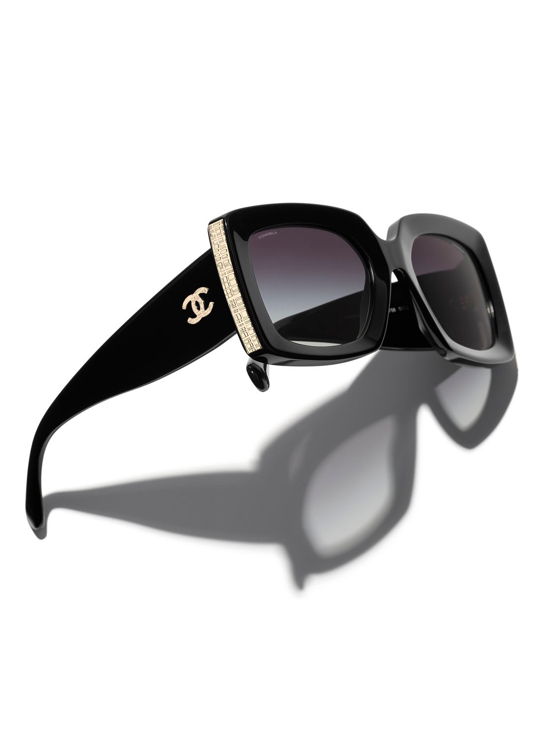 CHANEL RECHTHOEKIGE ZONNEBRIL - detail 4 zwart