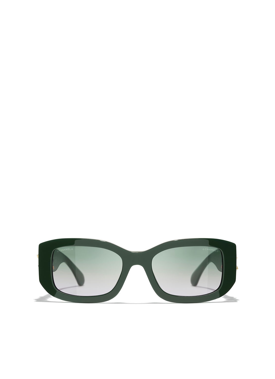 CHANEL RECHTHOEKIGE ZONNEBRIL - detail groen
