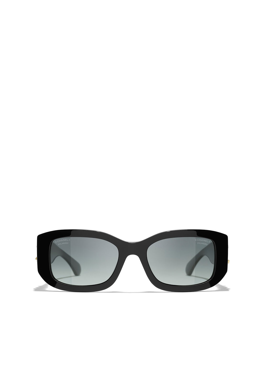CHANEL RECHTHOEKIGE ZONNEBRIL - detail zwart
