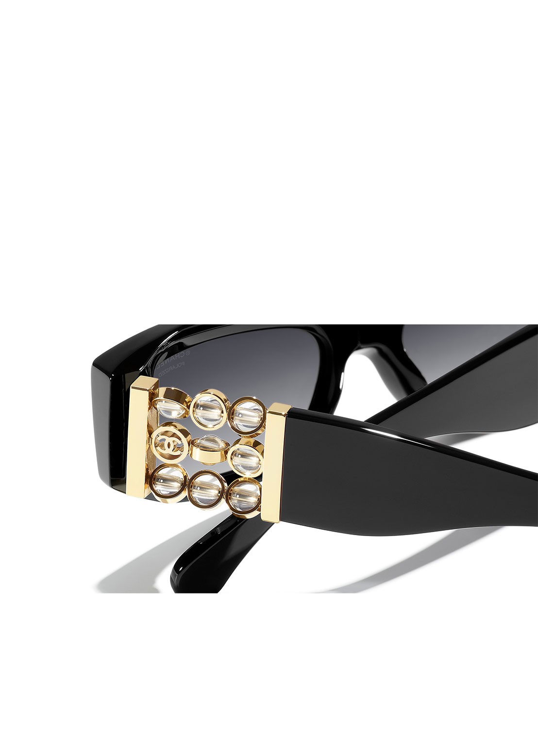 CHANEL RECHTHOEKIGE ZONNEBRIL - detail 4 zwart