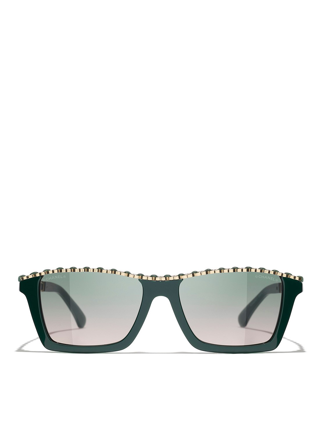 CHANEL RECHTHOEKIGE ZONNEBRIL - detail 2 groen