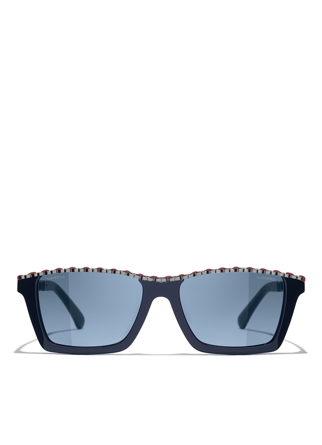 CHANEL RECHTHOEKIGE ZONNEBRIL - detail donkerblauw