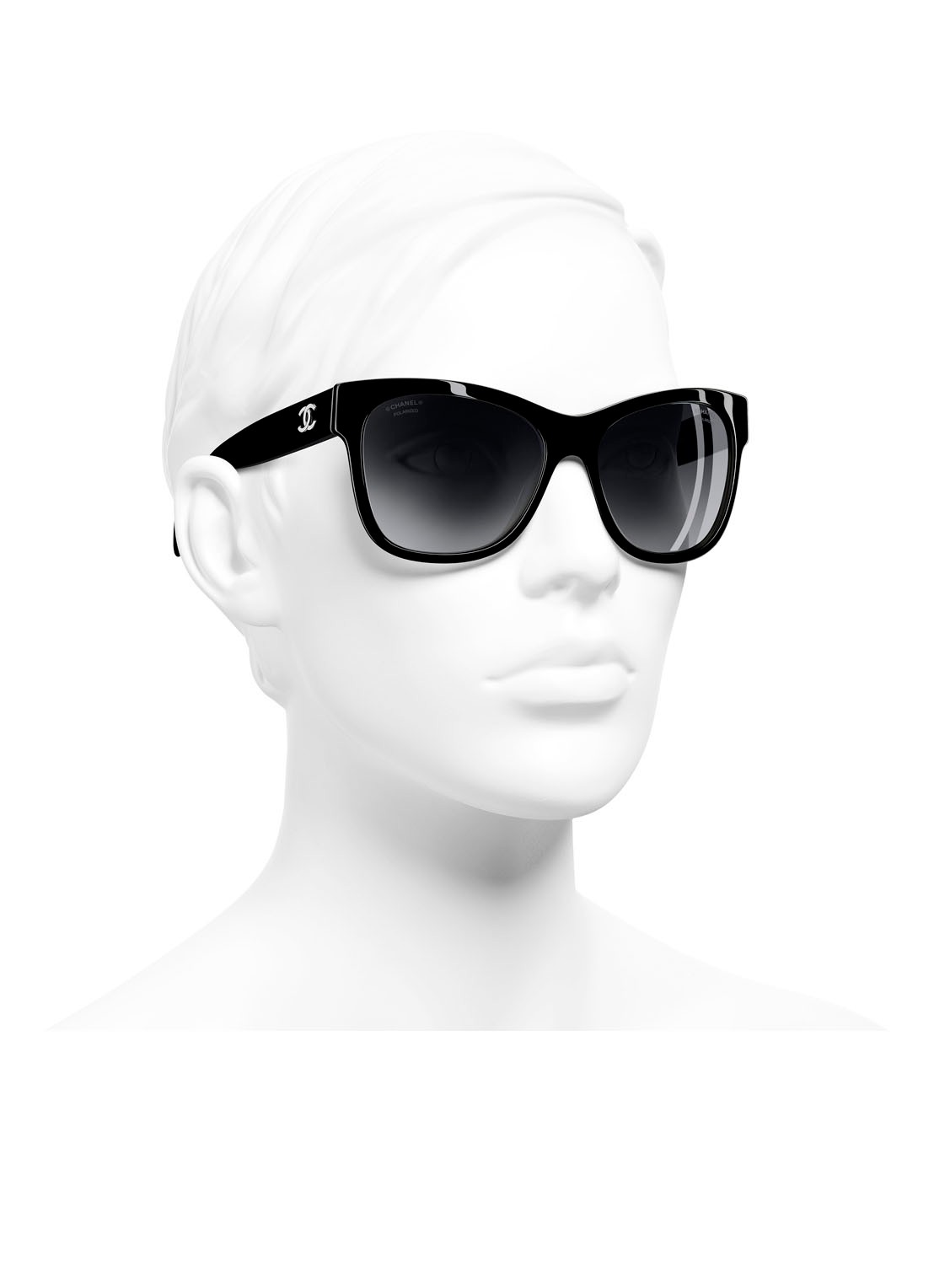 CHANEL VIERKANTE ZONNEBRIL - detail 5 zwart