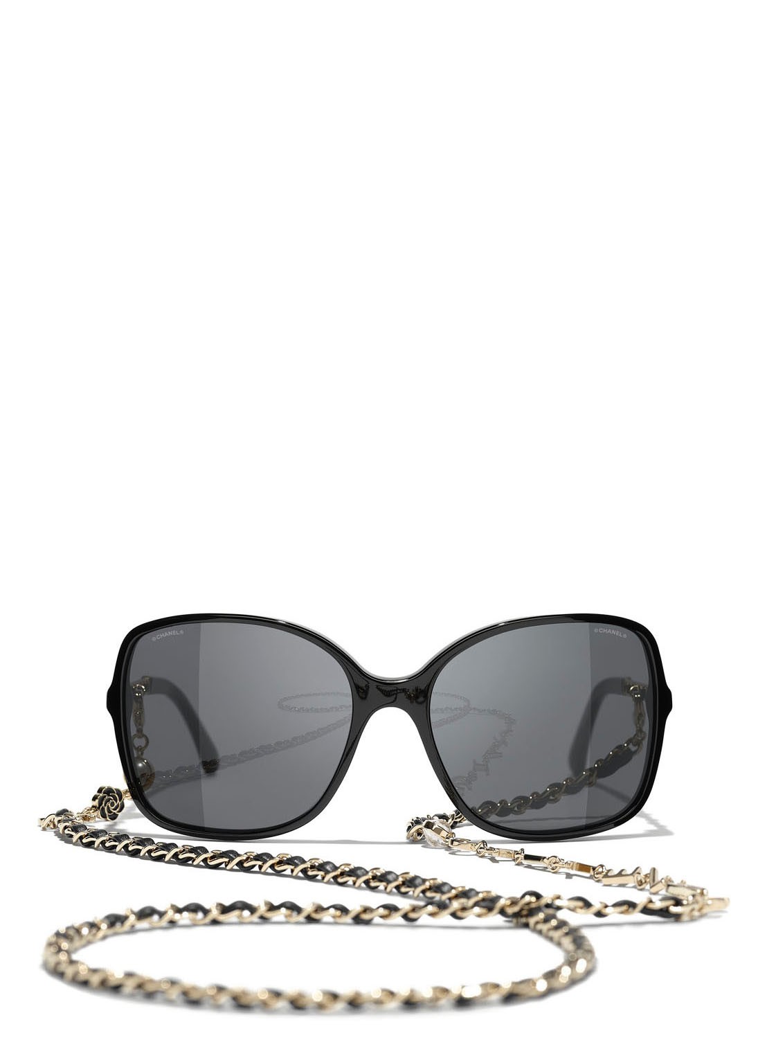 CHANEL VIERKANTE ZONNEBRIL - detail 2 zwart
