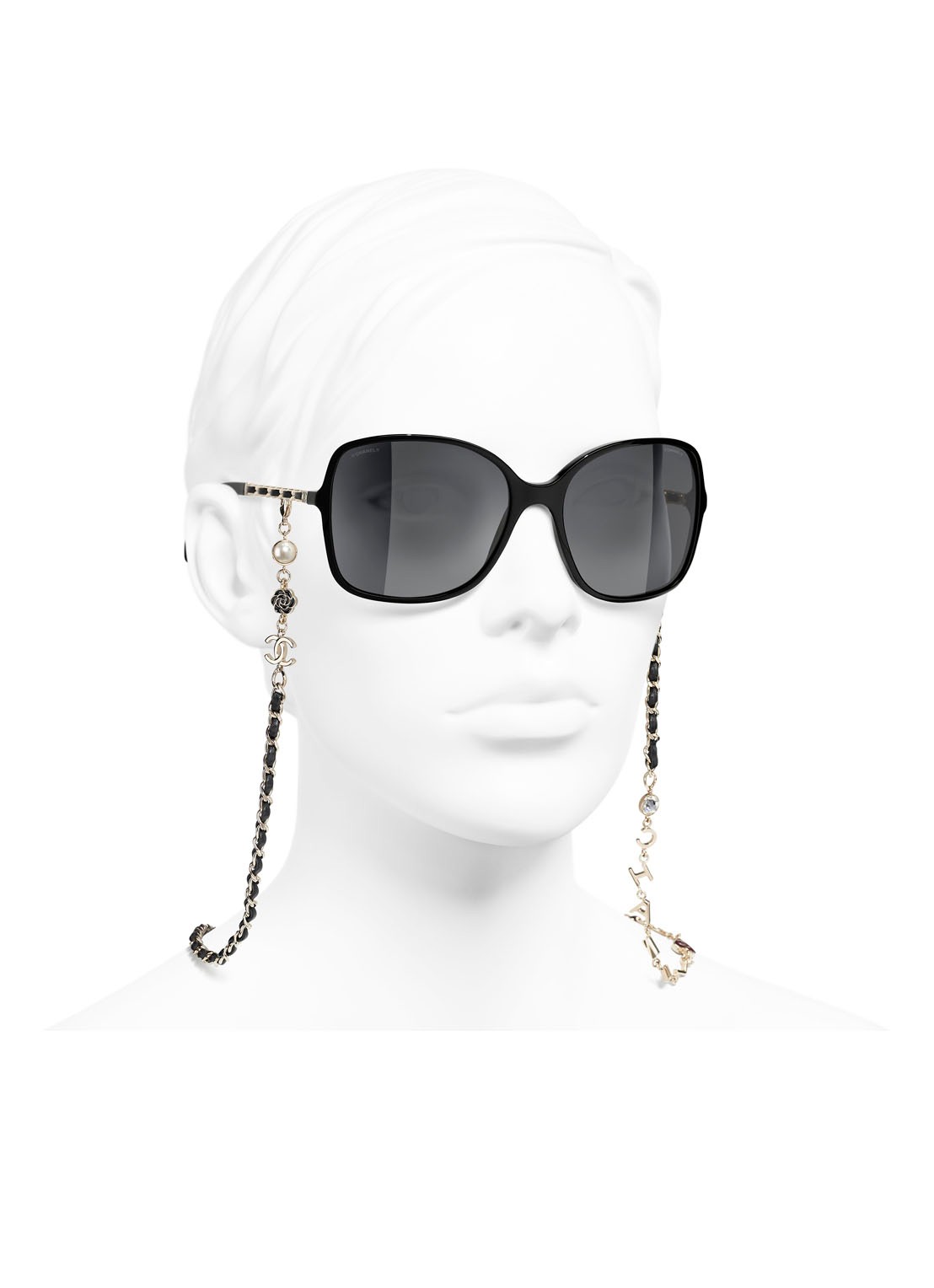 CHANEL VIERKANTE ZONNEBRIL - detail 5 zwart