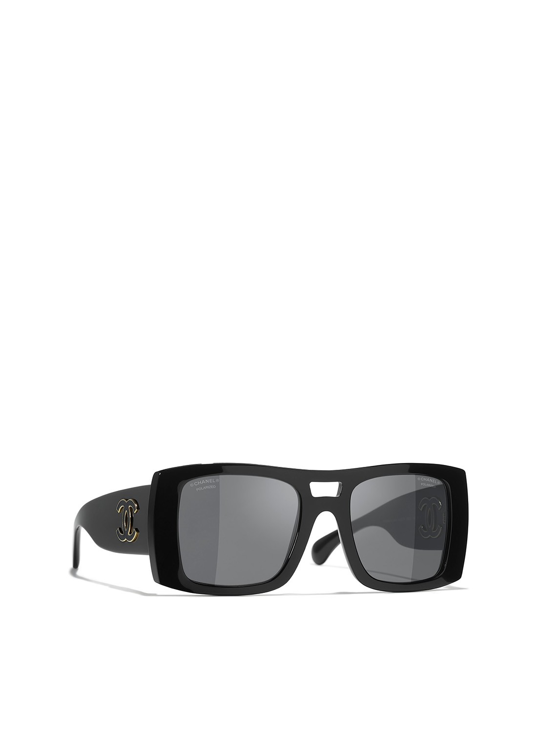 CHANEL VIERKANTE ZONNEBRIL - voorkant 4 zwart