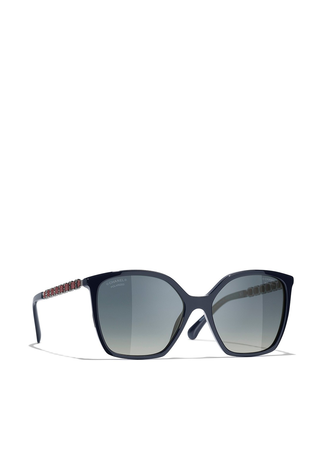 CHANEL VIERKANTE ZONNEBRIL - voorkant blauw