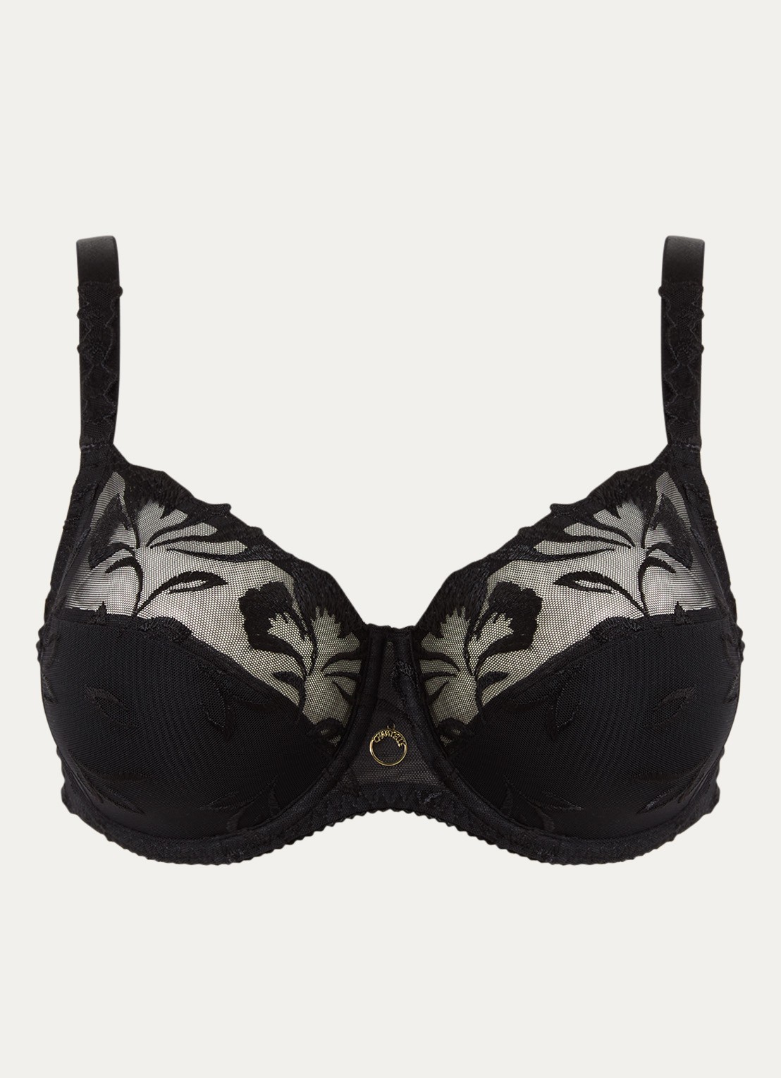 Chantelle Amazone beugel bh van mesh met borduring - voorkant zwart