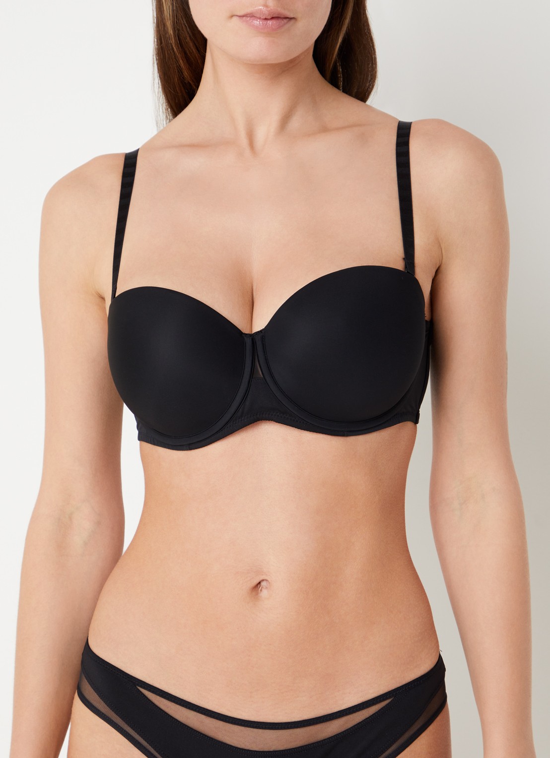 Chantelle Balconette bh met mesh - voorkant 3 zwart