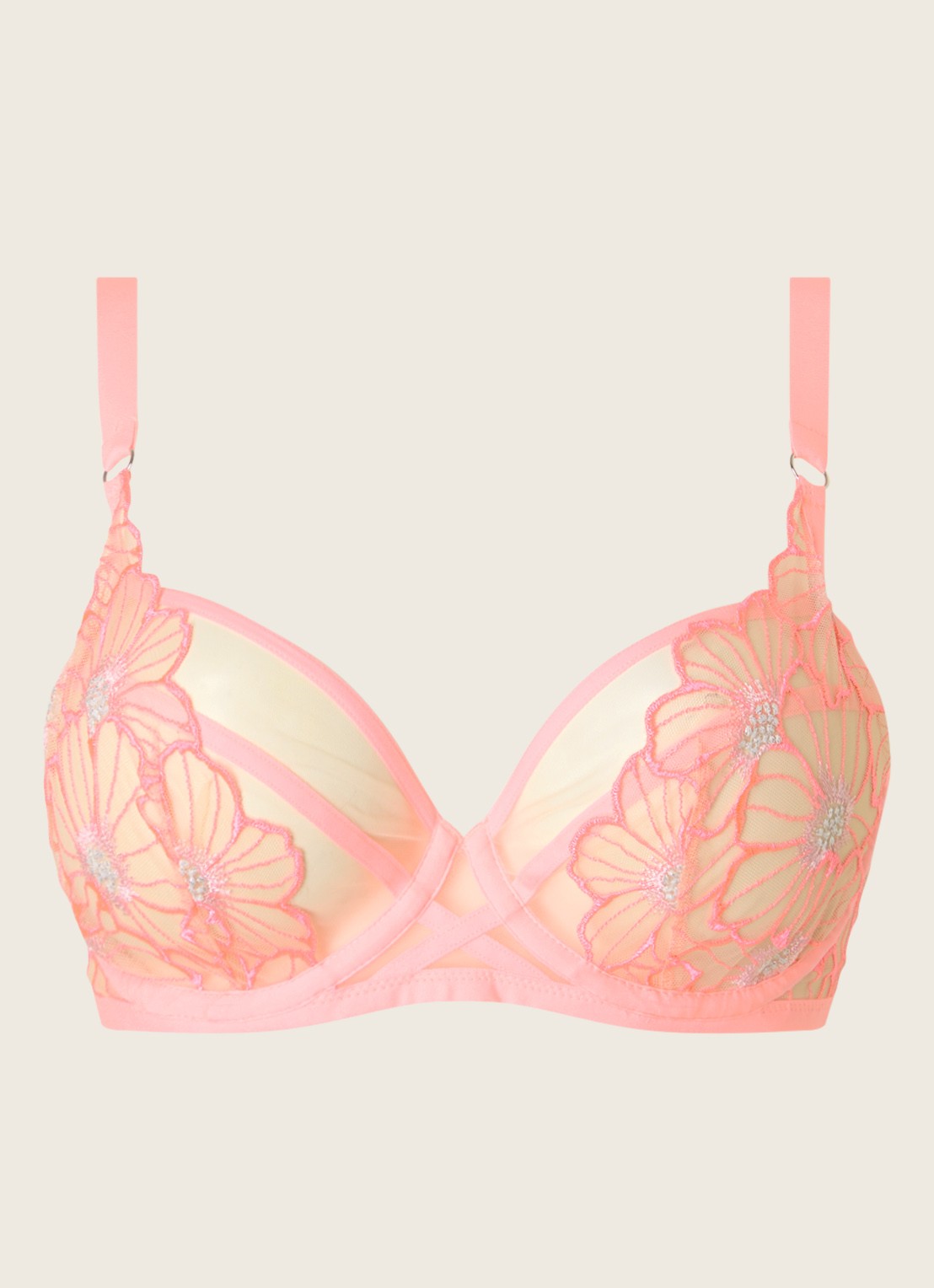 Chantelle Beugel bh van mesh met bloemborduring - voorkant 4 roze