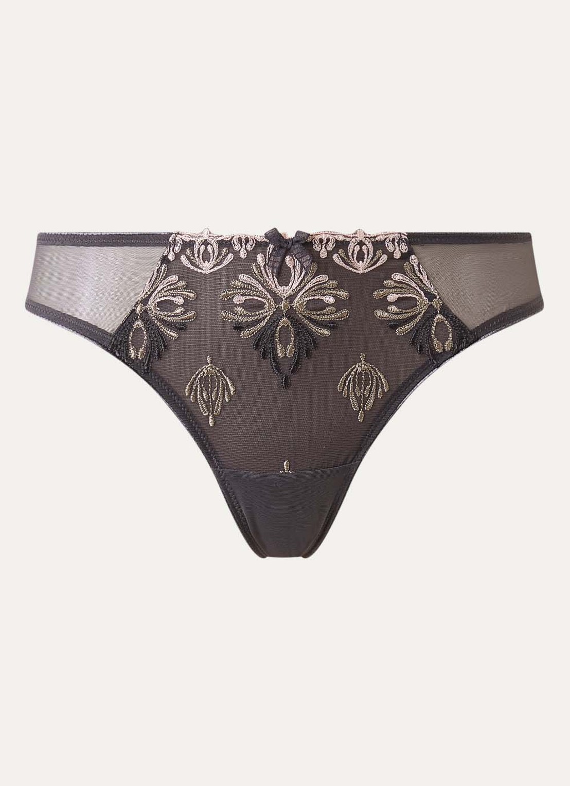 Chantelle Champs Elysees tanga van kant - voorkant 2 middengrijs