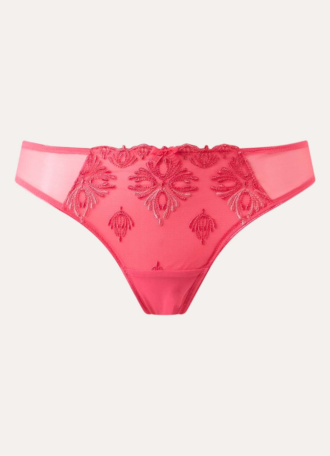 Chantelle Champs Elysees tanga van kant - voorkant 2 koraalrood