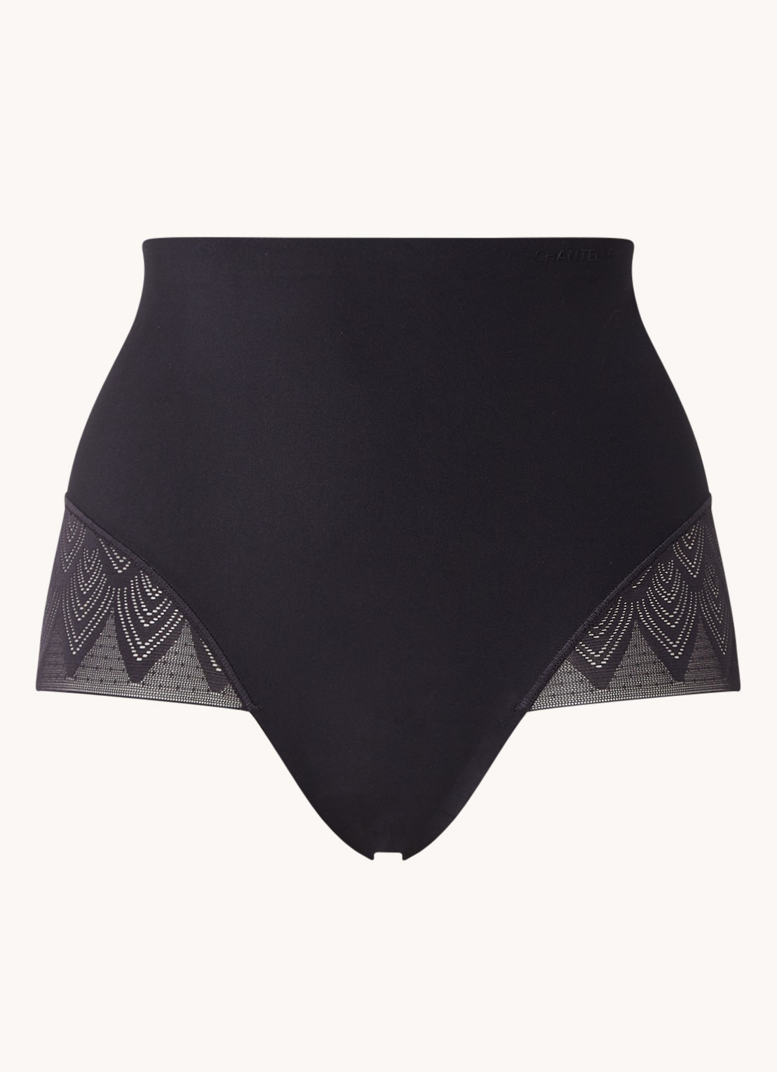 Chantelle Corrigerende high waisted slip met kant - voorkant 4 zwart