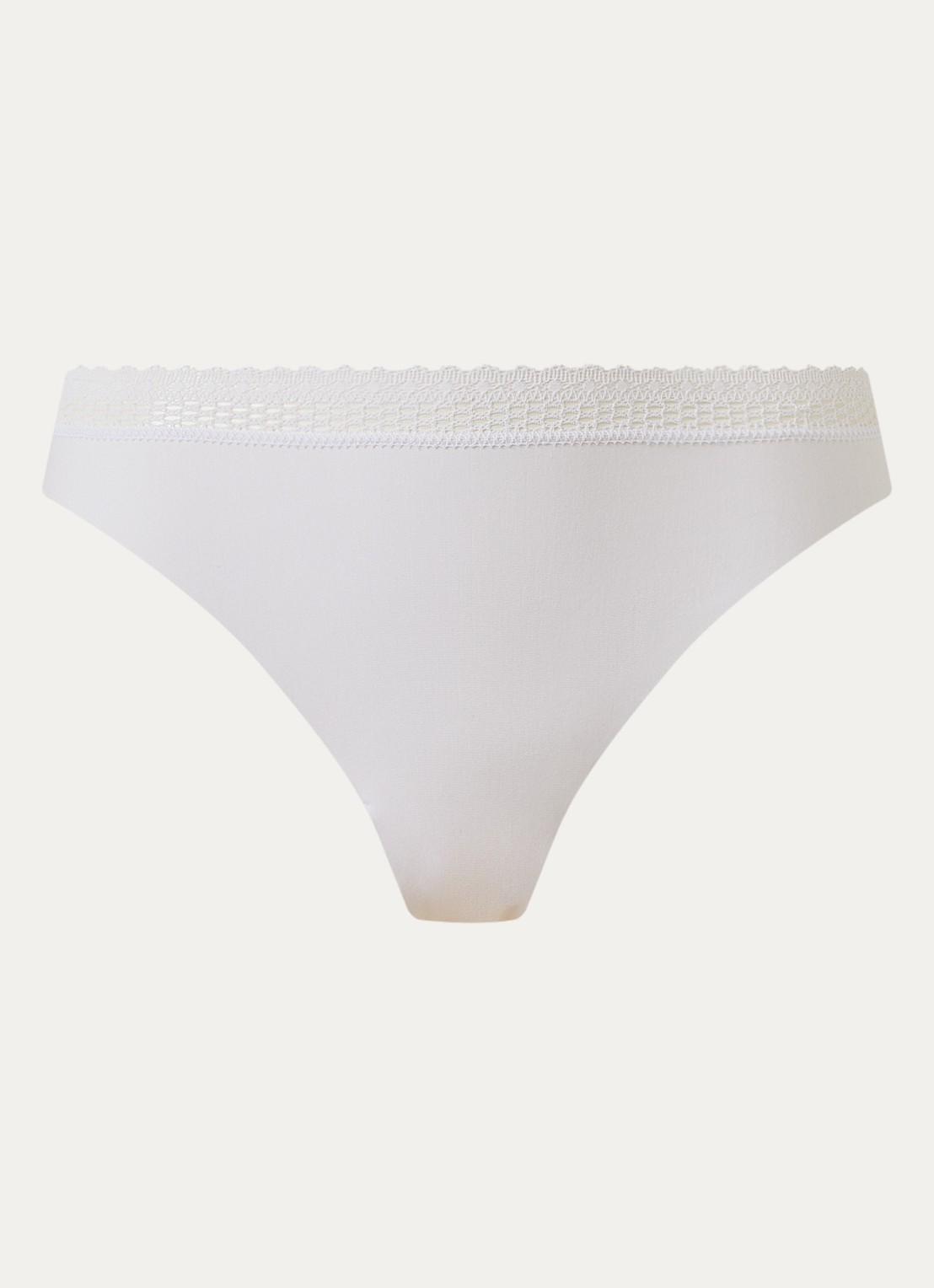 Chantelle Cozy Chic tanga met kant - voorkant wit