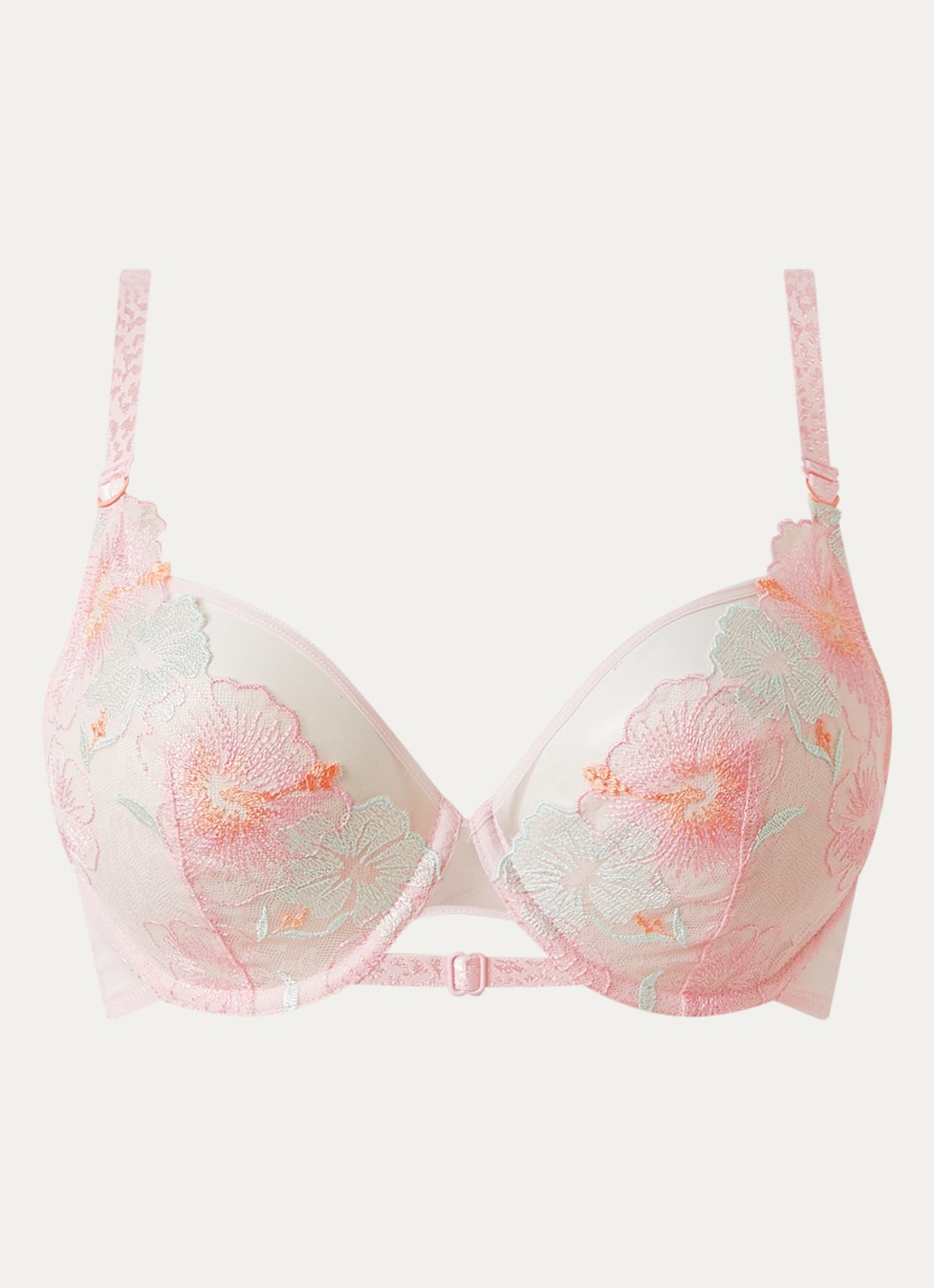 Chantelle Daydream beugel bh van mesh met overlay van kant - voorkant 2 lichtroze