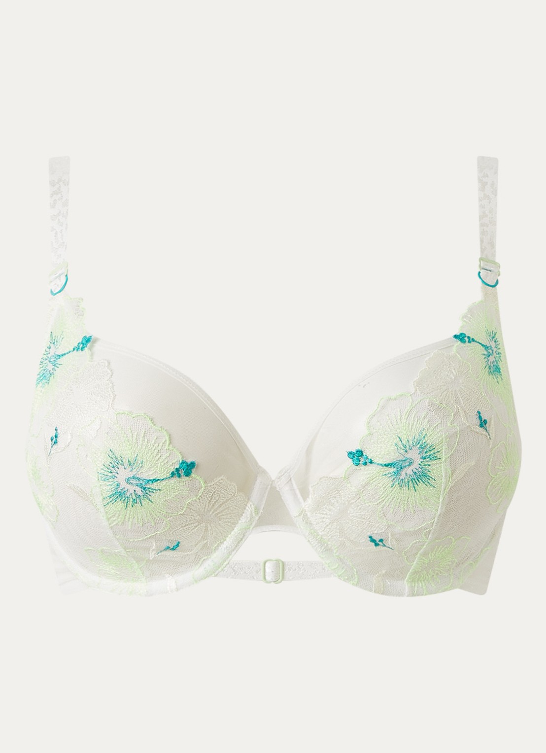Chantelle Daydream beugel bh van mesh met overlay van kant - voorkant 2 gebroken wit