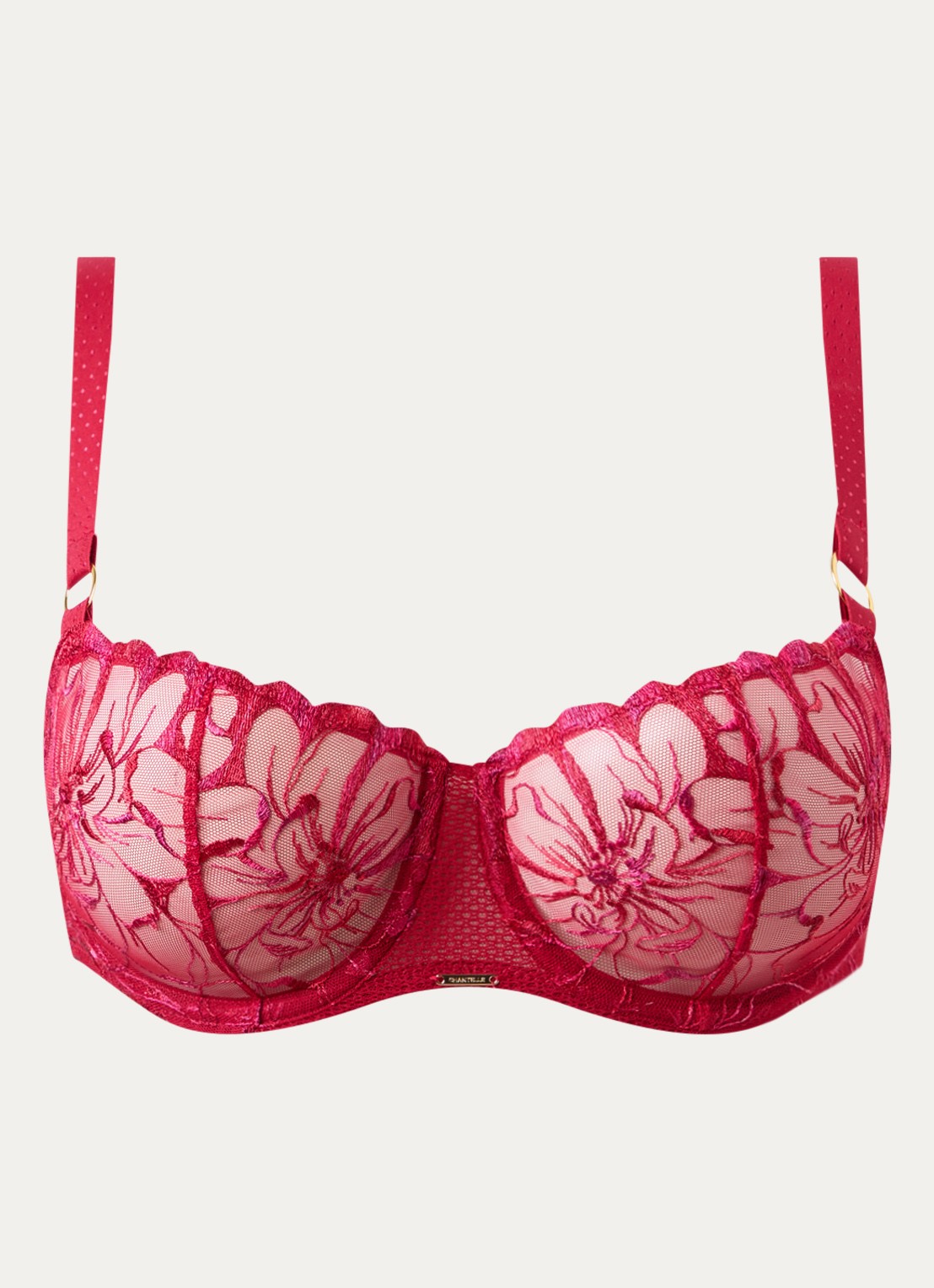 Chantelle Fleurs balconette bh van kant - voorkant 4 rood
