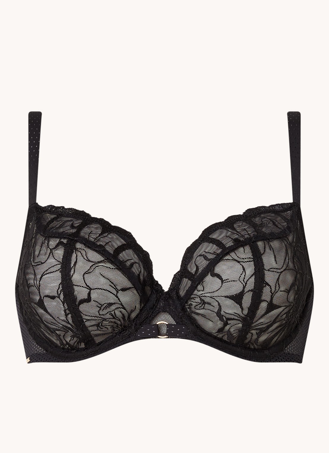 Chantelle Fleurs beugel bh met kant - voorkant 3 zwart