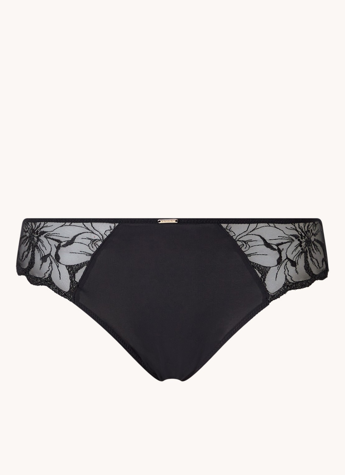 Chantelle Fleurs slip met borduring - voorkant 2 zwart