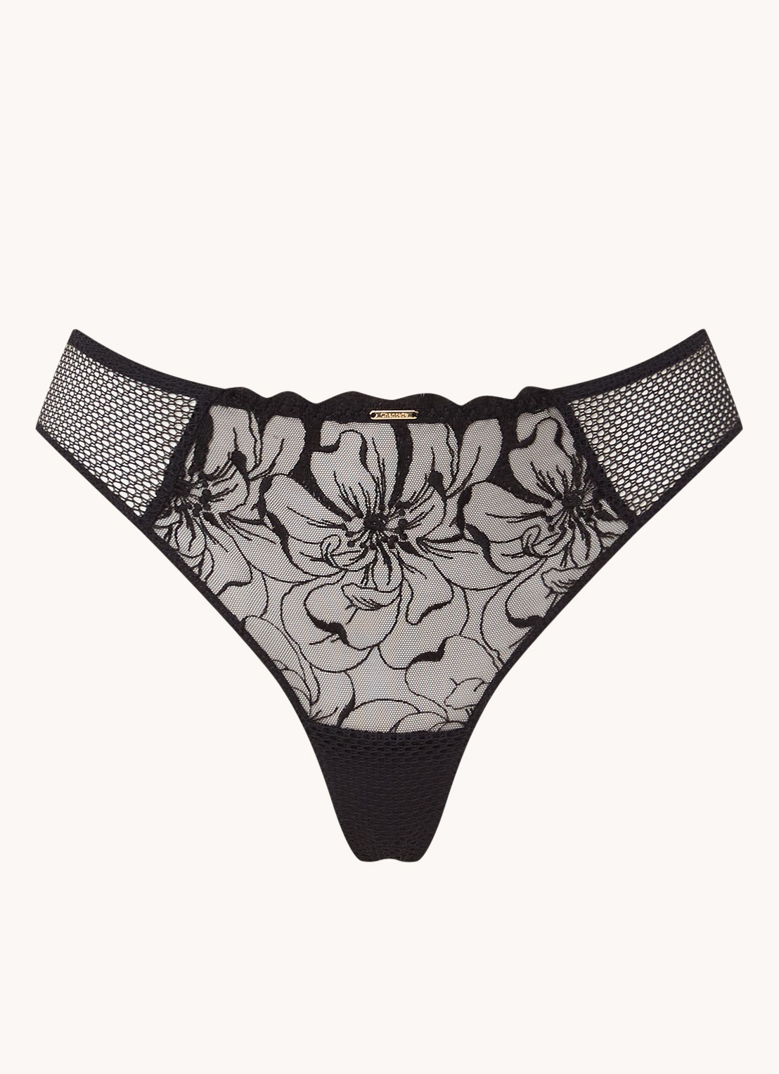 Chantelle Fleurs tanga van kant - voorkant 4 zwart