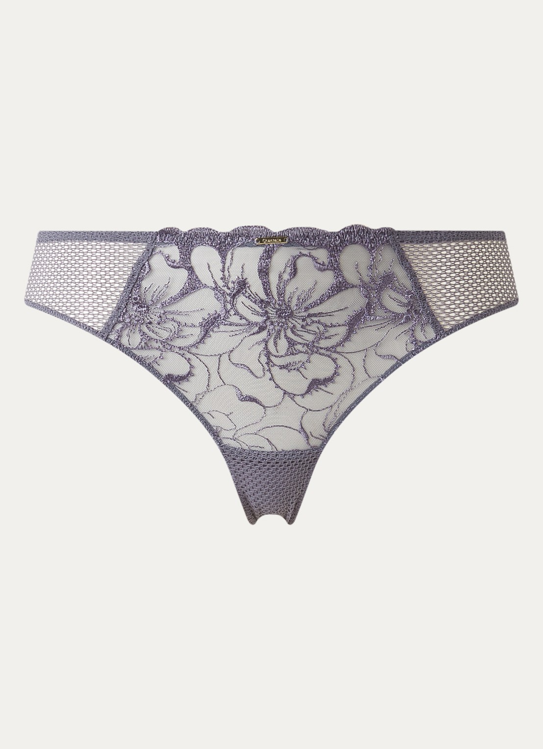 Chantelle Fleurs tanga van kant - voorkant 3 taupe