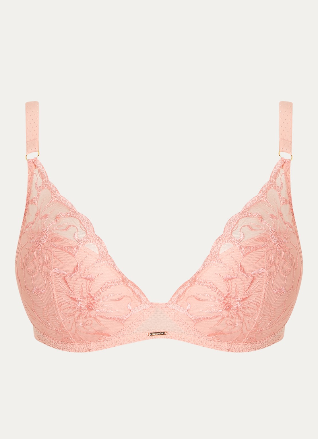 Chantelle Fleurs voorgevormde plunge bh met borduring - voorkant 2 koraalroze