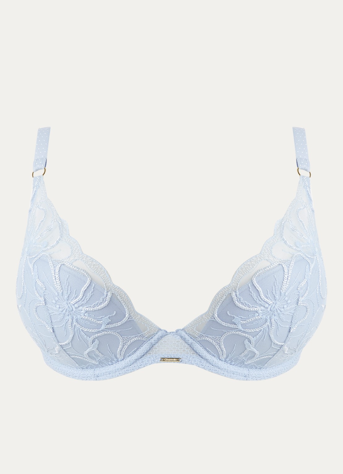 Chantelle Fleurs voorgevormde plunge bh met borduring - voorkant lichtblauw