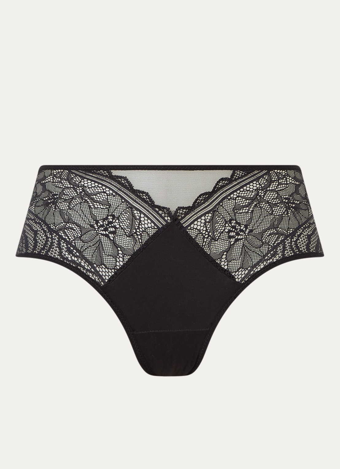 Chantelle Floral Touch shorty met kant - voorkant 2 zwart