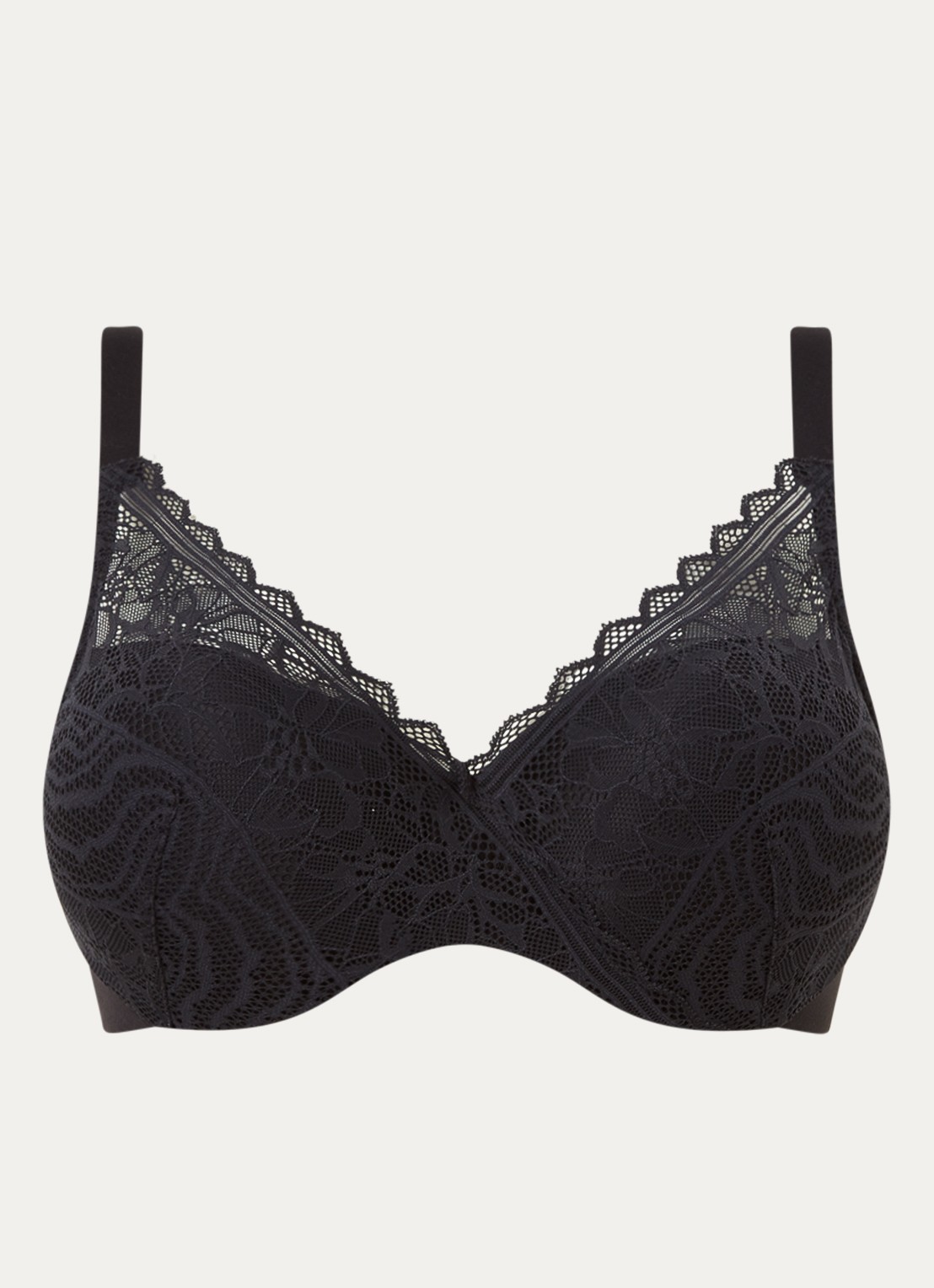 Chantelle Floral Touch voorgevormde bh met overlay van kant - voorkant 2 zwart