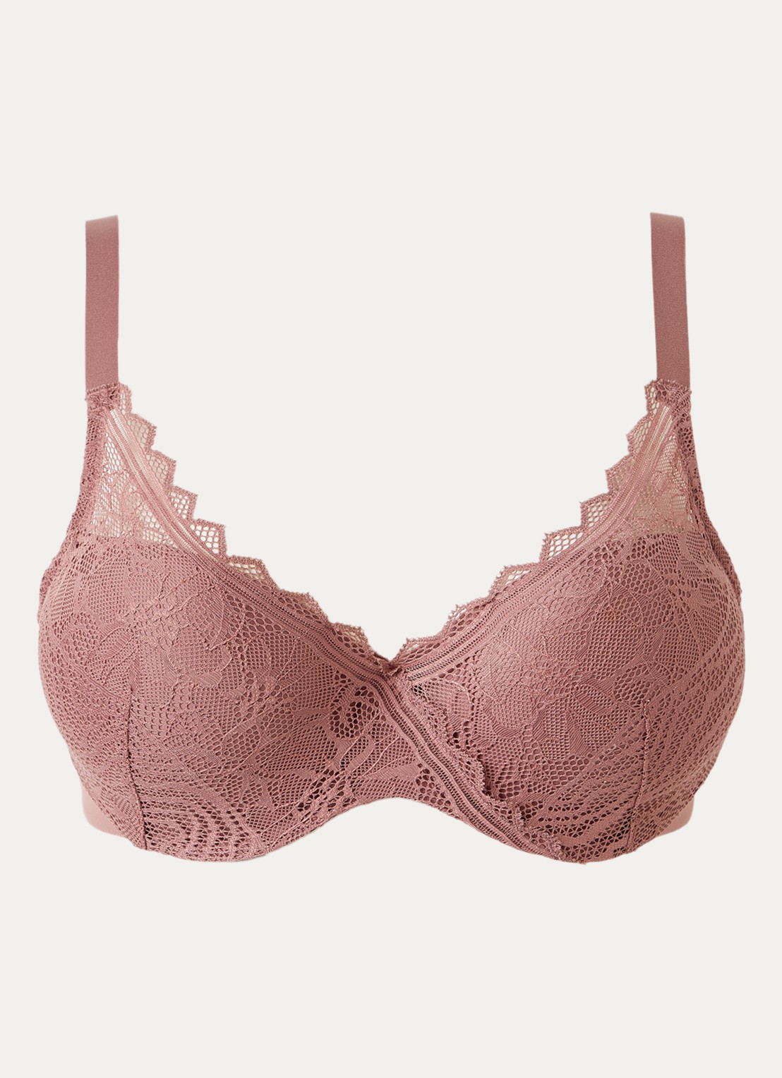 Chantelle Floral Touch voorgevormde bh met overlay van kant - voorkant oudroze