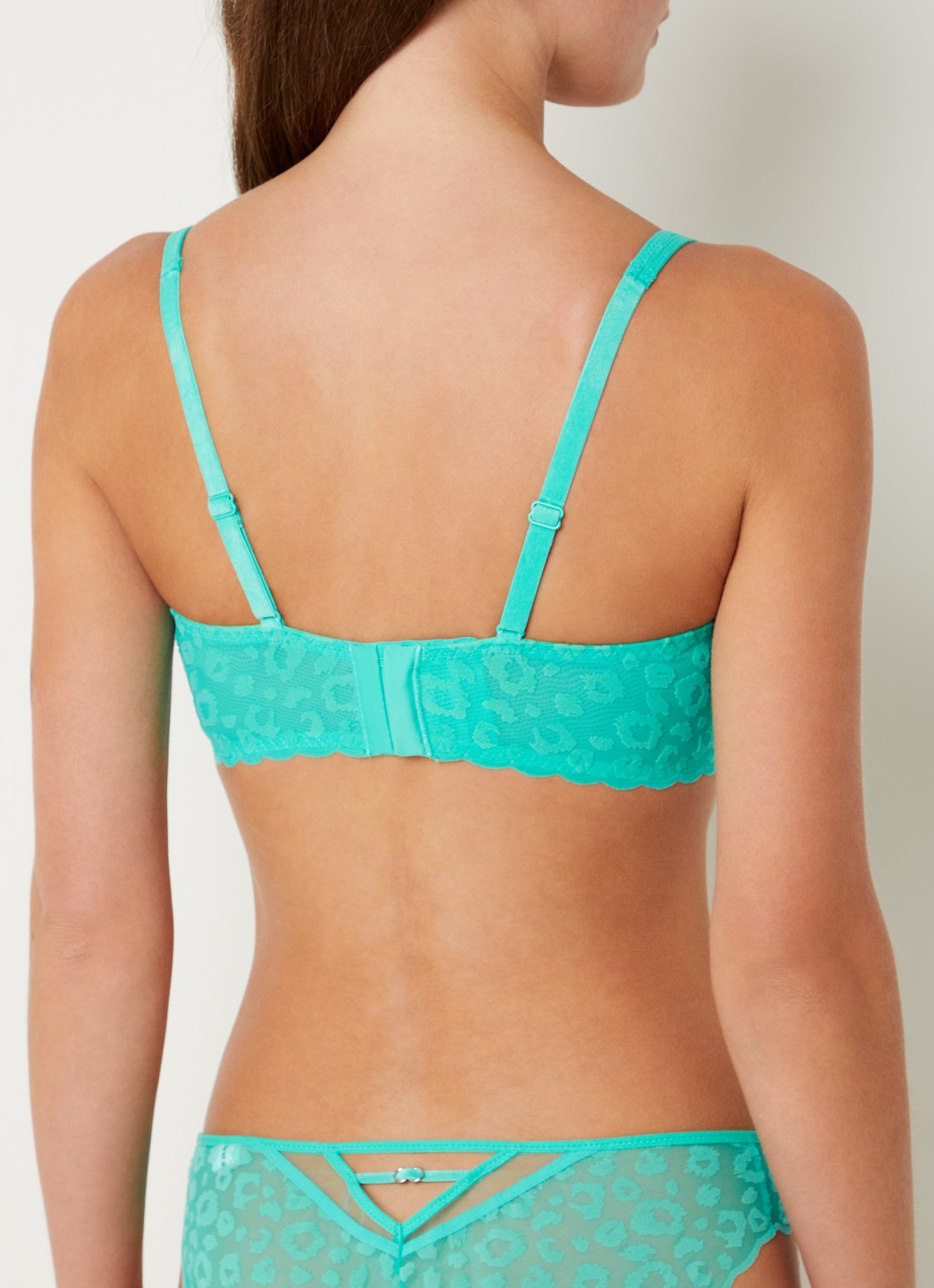 Chantelle Girls voorgevormde beugel bh met overlay van mesh - achterkant zeegroen