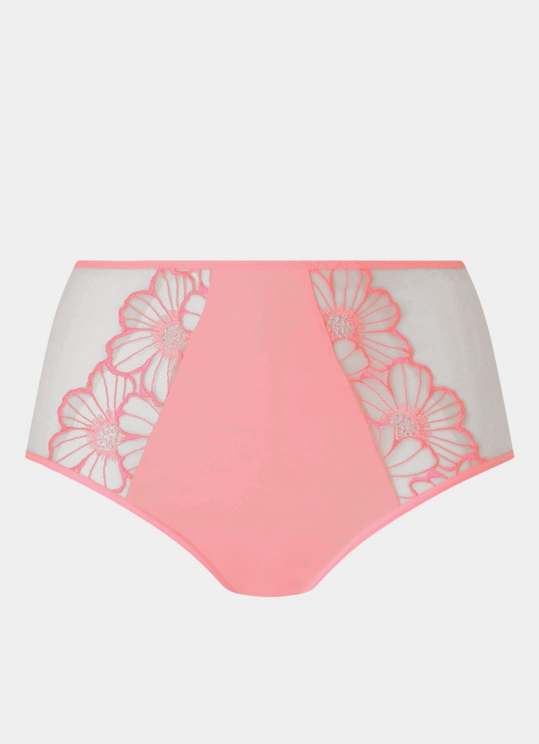 Chantelle High waist slip van mesh met bloemborduring - voorkant 2 lichtroze