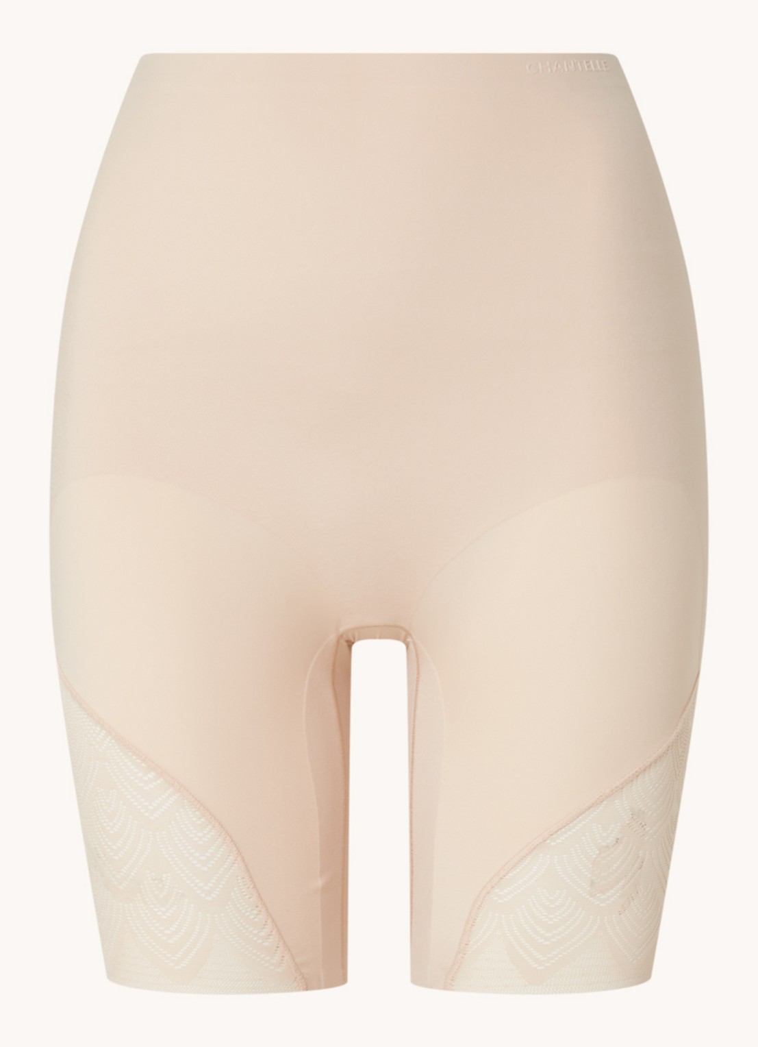 Chantelle High waisted corrigerende short met kant - voorkant 3 beige