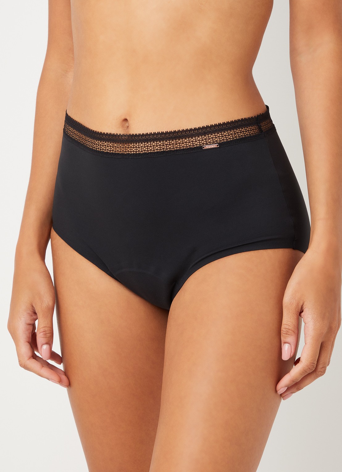Chantelle High waisted naadloos menstruatie ondergoed met kant - detail zwart