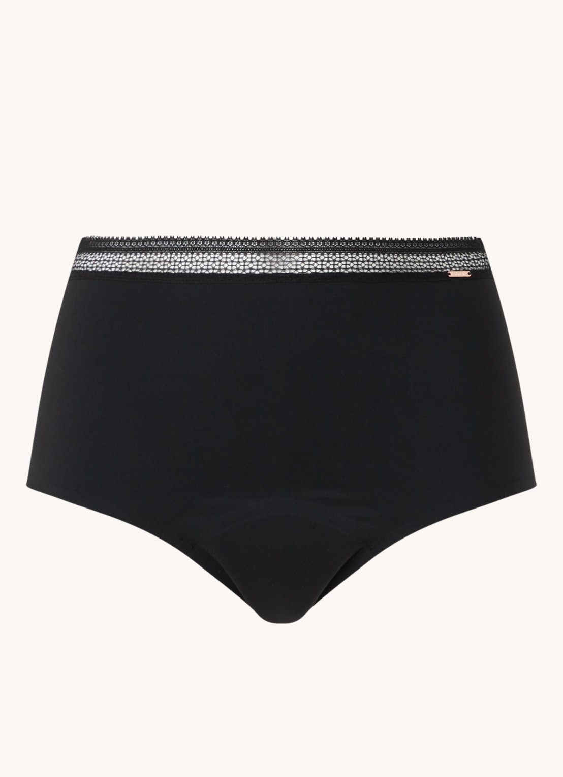 Chantelle High waisted naadloos menstruatie ondergoed met kant - voorkant 2 zwart