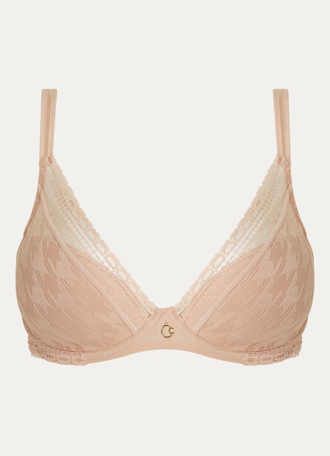 Chantelle Impression plunge bh met overlay van kant - voorkant 5 zalmroze