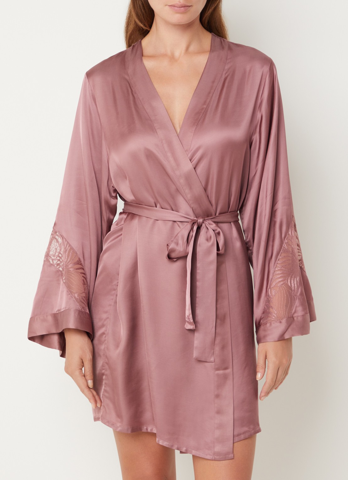 Chantelle Kimono met kant - detail 4 roze