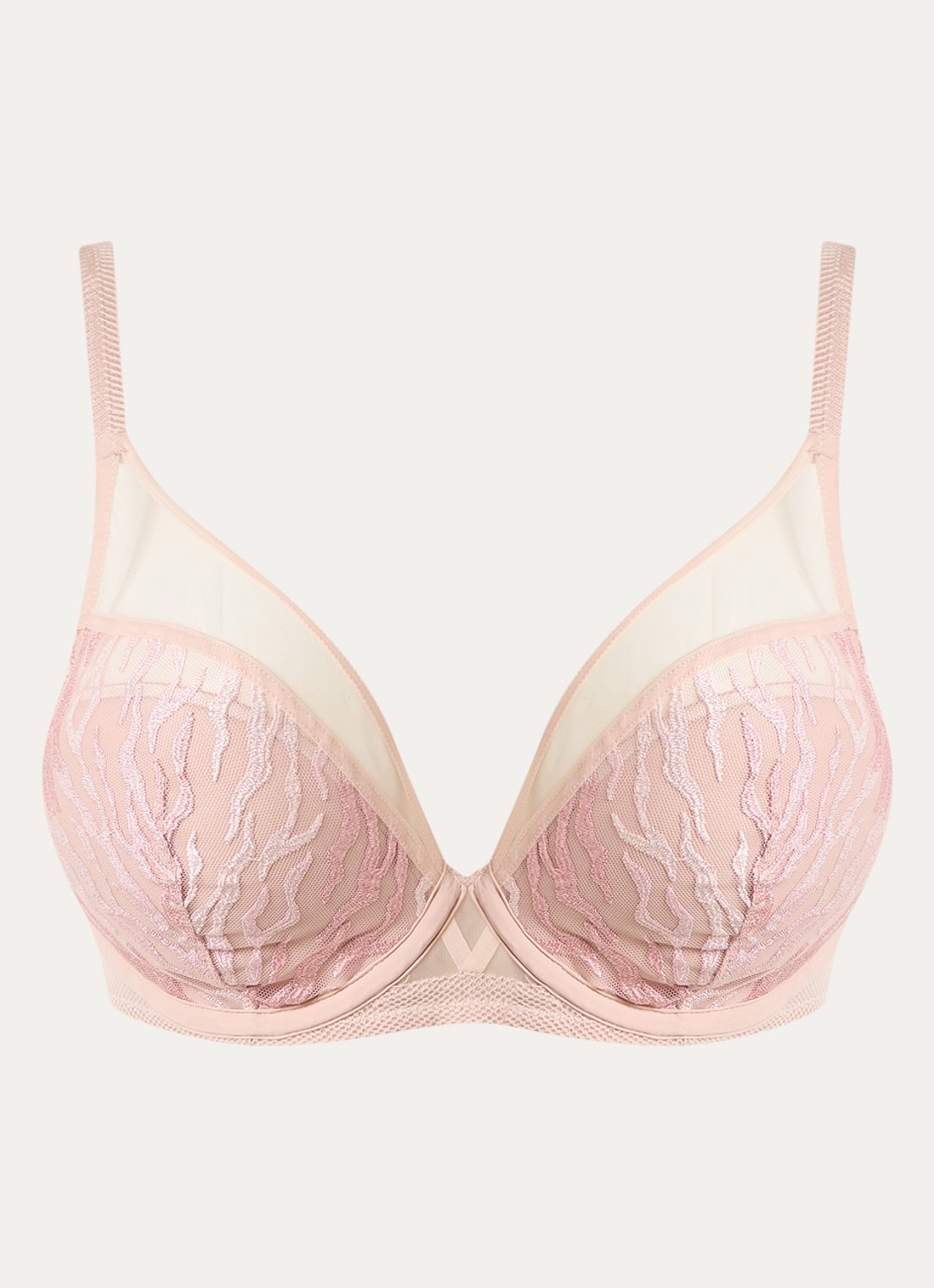 Chantelle Li beugel bh met overlay van mesh - voorkant oudroze