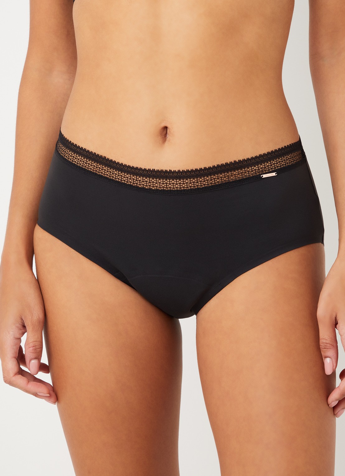Chantelle Mid waisted naadloos menstruatie ondergoed met kant - detail 4 zwart