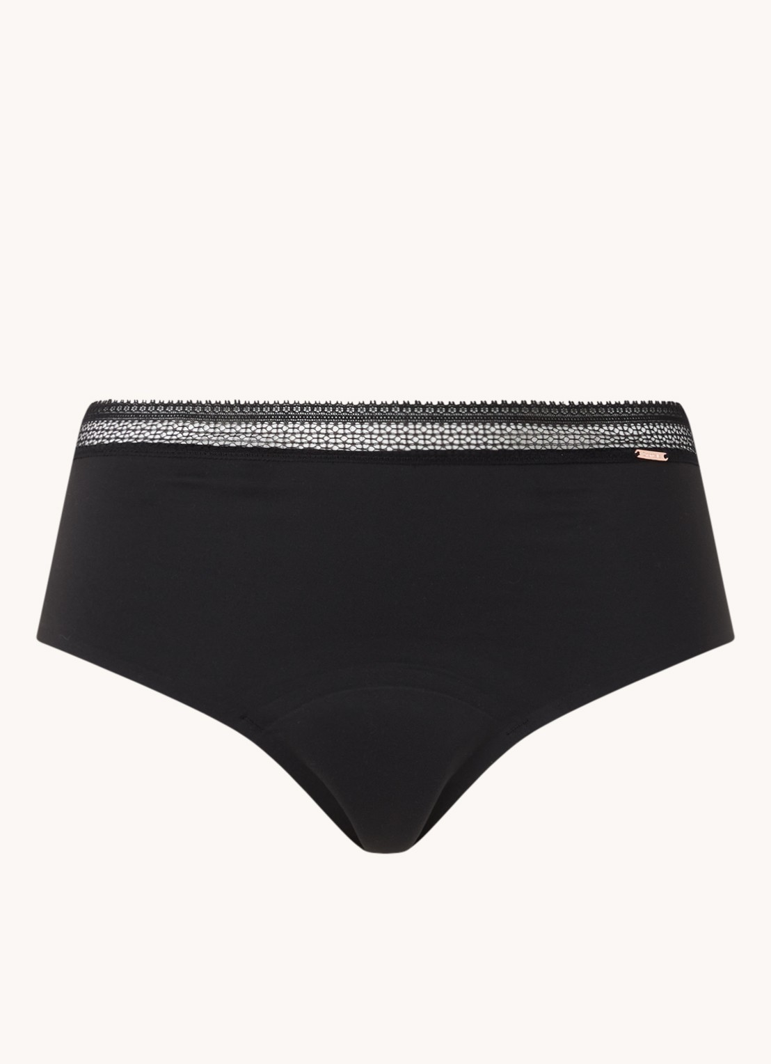 Chantelle Mid waisted naadloos menstruatie ondergoed met kant - voorkant 3 zwart